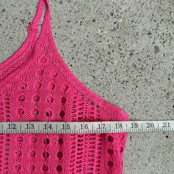 SHEIN Pink Crochet Slip-Style Swimsuit Cover Up Size Medium - Picture 8 of 10